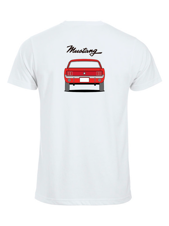 Camiseta blanca Ford Mustang parte trasera