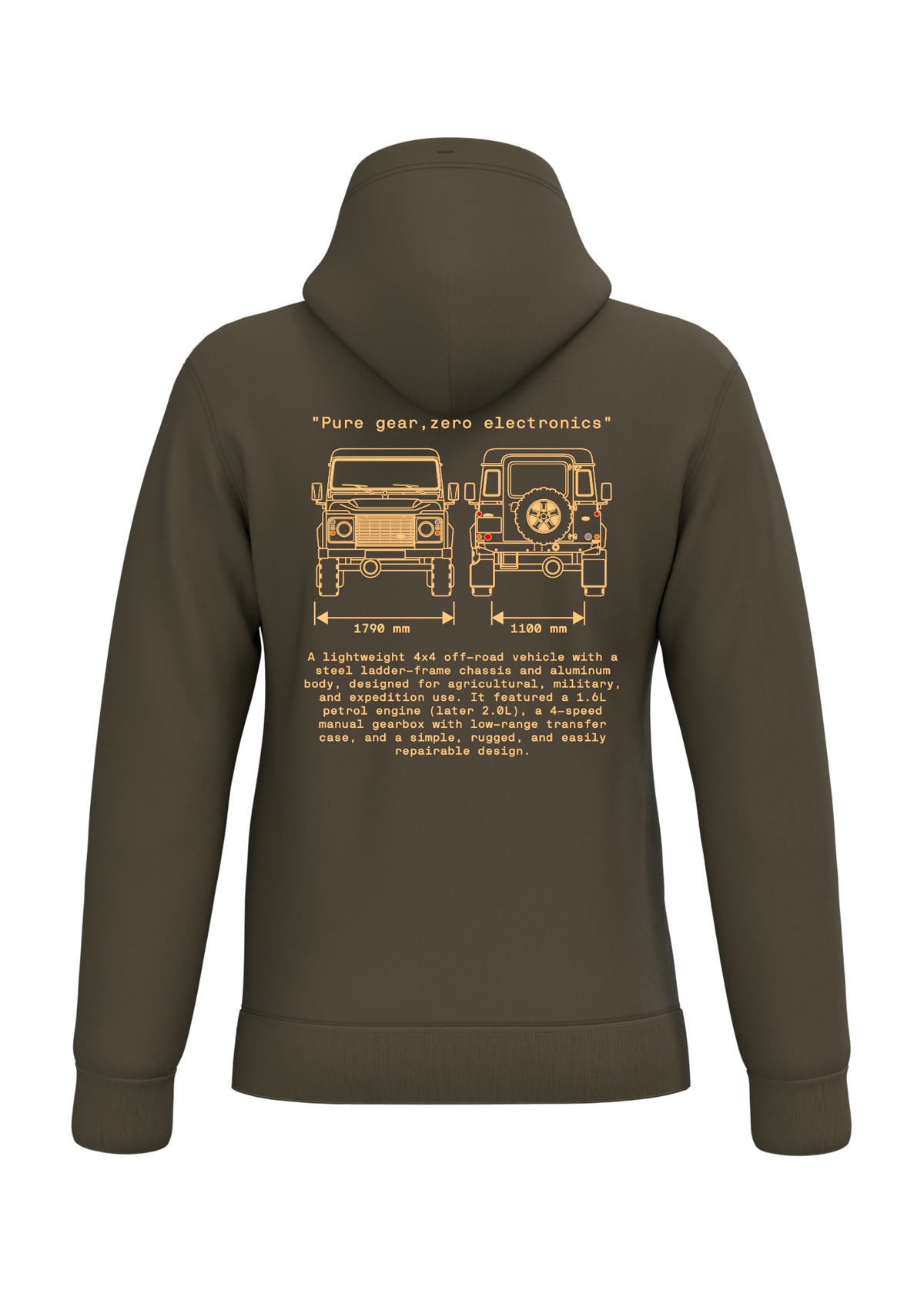 KAPUZEN-SWEATSHIRT Land Rover 90-110 INCHES